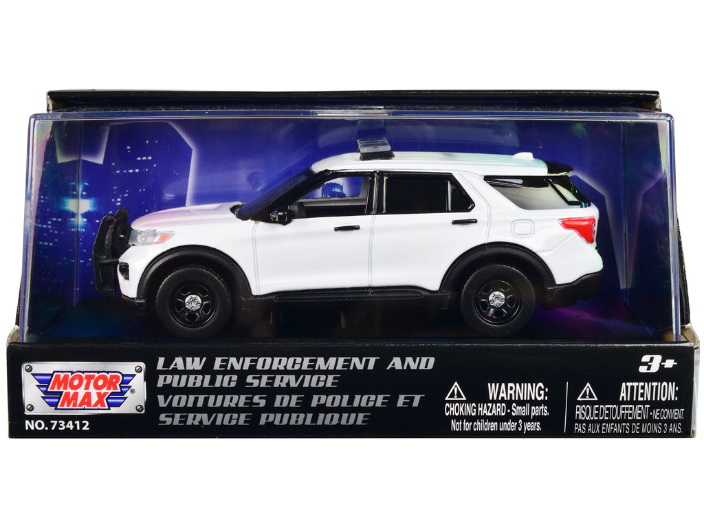 2022 Ford Police Interceptor Utility Plain White 'Law Enforcement and Public Service' Series 1/43 Diecast Model Car by Motormax