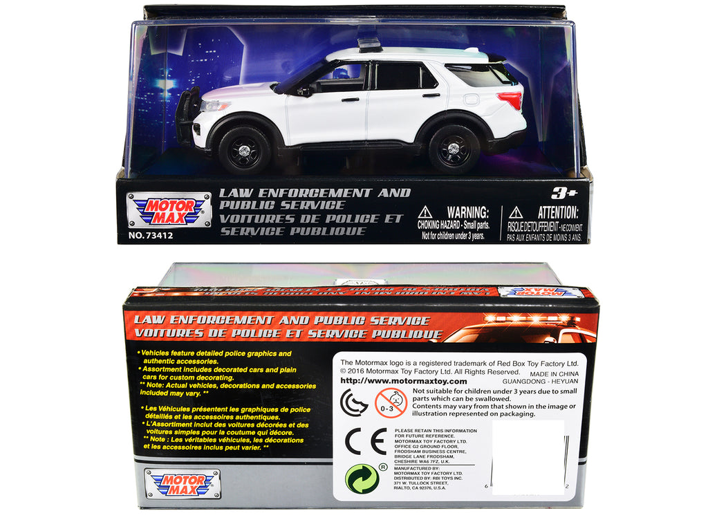 2022 Ford Police Interceptor Utility Plain White 'Law Enforcement and Public Service' Series 1/43 Diecast Model Car by Motormax