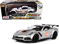 2019 Chevrolet Corvette ZR1 #2 Silver with Black and Orange Stripes 'GT Racing' Series 1/24 Diecast Model Car by Motormax