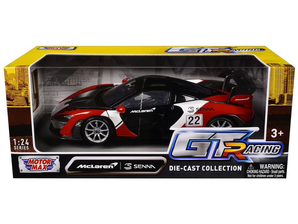 McLaren Senna #22 Black with Red and White Graphics 'GT Racing' Series 1/24 Diecast Model Car by Motormax