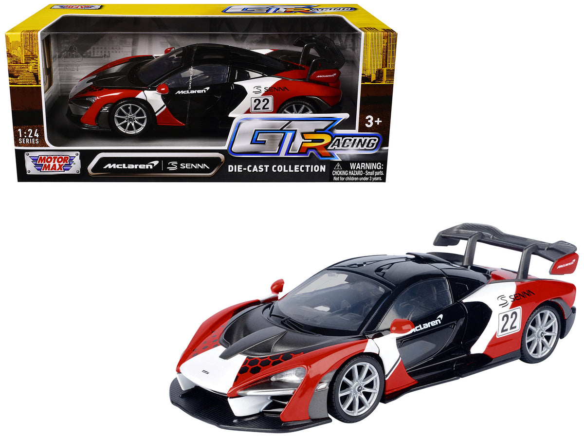 McLaren Senna #22 Black with Red and White Graphics 'GT Racing' Series 1/24 Diecast Model Car by Motormax
