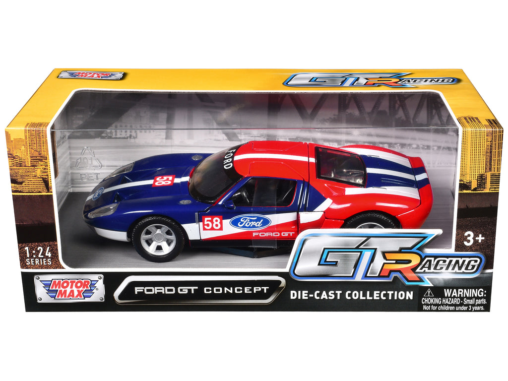 Ford GT Concept #58 Blue and Red with White Stripes 'GT Racing' Series 1/24 Diecast Model Car by Motormax