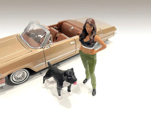 'Lowriderz' Figurine IV and a Dog for 1/18 Scale Models by American Diorama
