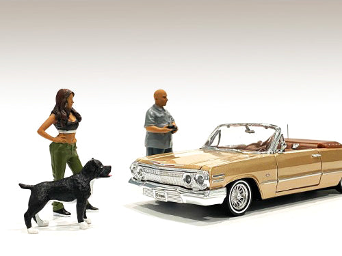 'Lowriderz' Figurine IV and a Dog for 1/18 Scale Models by American Diorama