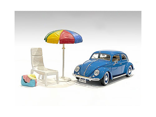 'Beach Girls' Accessories (Beach Chair and Beach Umbrella and Duffle Bag) for 1/18 Scale Models by American Diorama