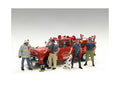 'Firefighters' 6 piece Figure Set (4 Males 1 Dog 1 Accessory) for 1/18 Scale Models by American Diorama