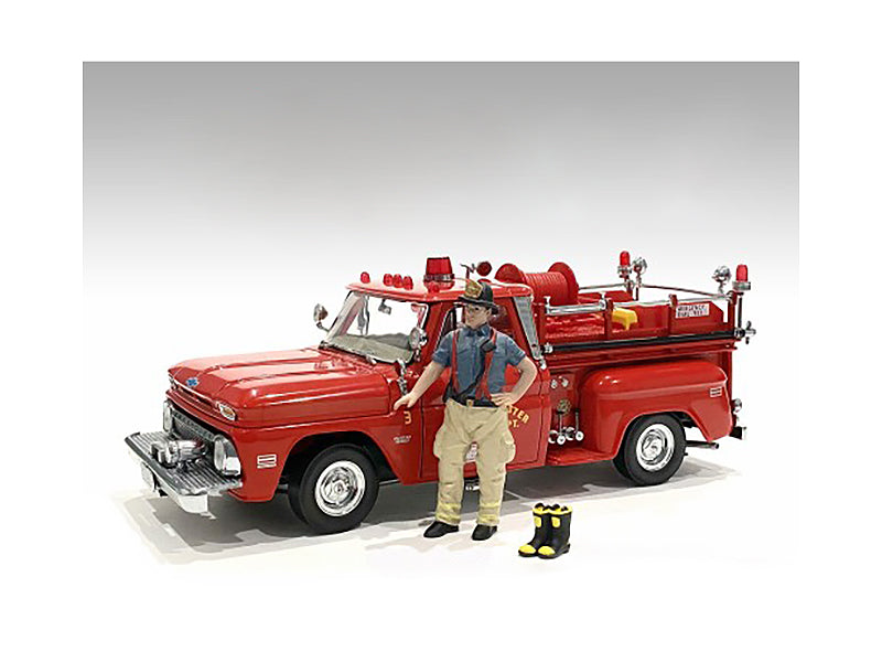 'Firefighters' Getting Ready Figure with Boots Accessory for 1/18 Scale Models by American Diorama