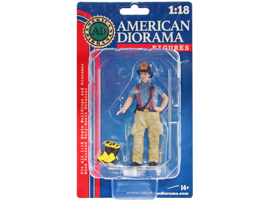 'Firefighters' Getting Ready Figure with Boots Accessory for 1/18 Scale Models by American Diorama
