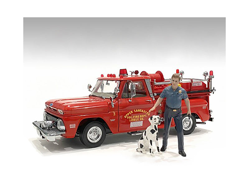 'Firefighters' Fire Dog Training Figures (Trainer and Dog) for 1/18 Scale Models by American Diorama