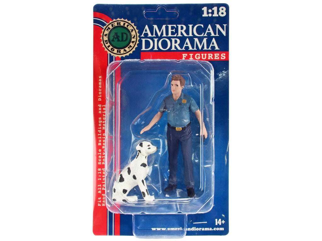 'Firefighters' Fire Dog Training Figures (Trainer and Dog) for 1/18 Scale Models by American Diorama
