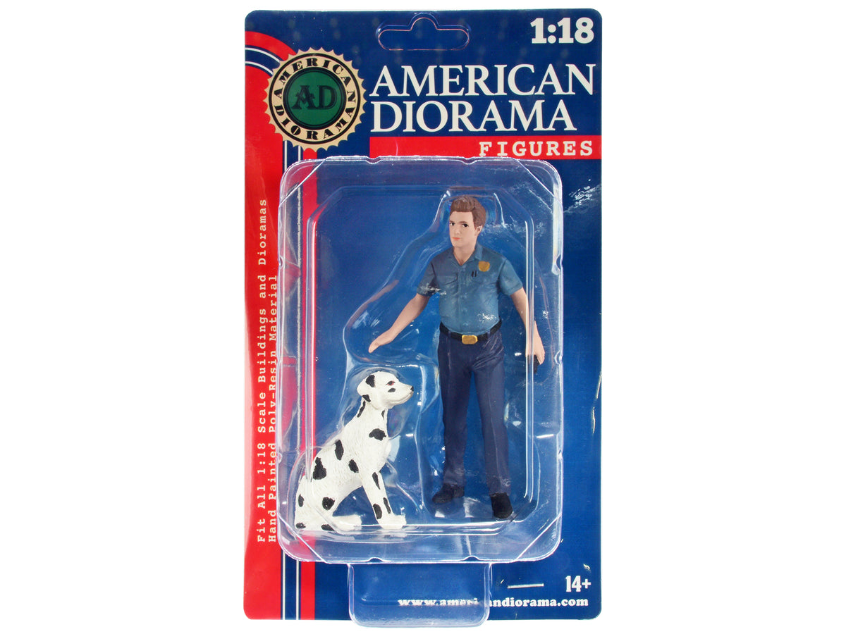 'Firefighters' Fire Dog Training Figures (Trainer and Dog) for 1/18 Scale Models by American Diorama