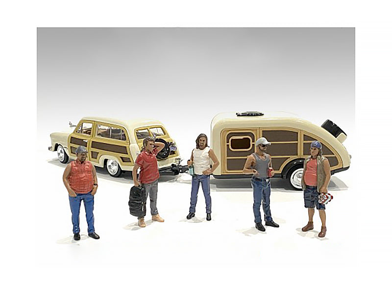 'Campers' 5 piece Figure Set for 1/18 Scale Models by American Diorama
