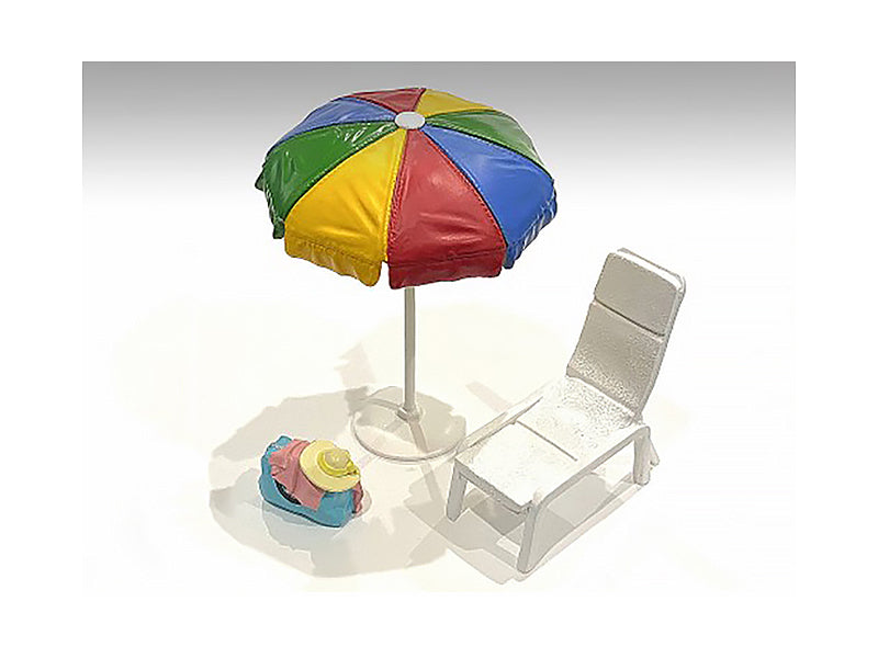 'Beach Girls' Accessories (Beach Chair and Beach Umbrella and Duffle Bag) for 1/24 Scale Models by American Diorama