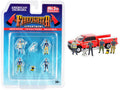 'Firefighter II' 6 piece Diecast Set (4 Figurines 1 Dog and 1 Accessory) for 1/64 Scale Models by American Diorama