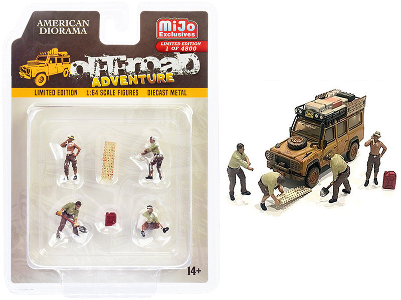 'Off-Road Adventure' 6 piece Diecast Set (4 Male Figurines and 2 Accessories) Limited Edition to 4800 pieces Worldwide for 1/64 Scale Models by American Diorama