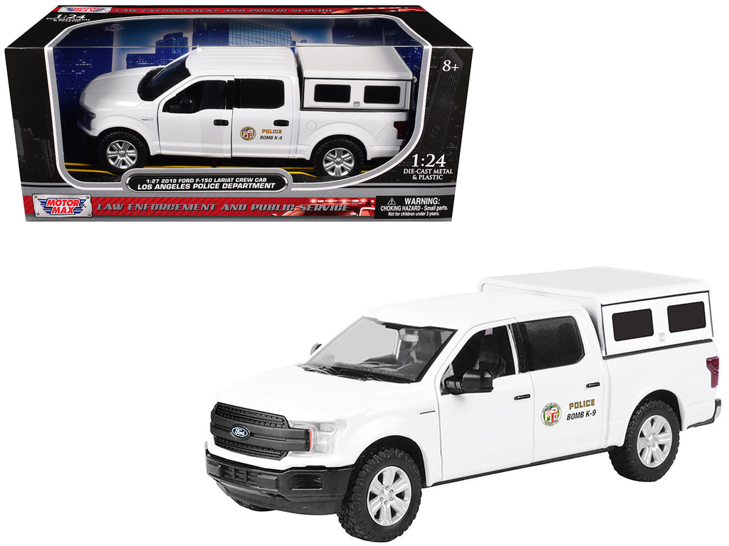 2019 Ford F-150 Lariat Crew Cab Pickup Truck 'Los Angeles Police Department Bomb Squad' White 'Law Enforcement and Public Service' Series 1/24-1/27 Diecast Model Car by Motormax