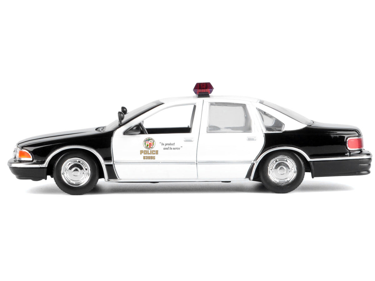 1993 Chevrolet Caprice Police Car 'LAPD (Los Angeles Police Department)' Black and White 'Law Enforcement and Public Service' Series 1/24 Diecast Model Car by Motormax