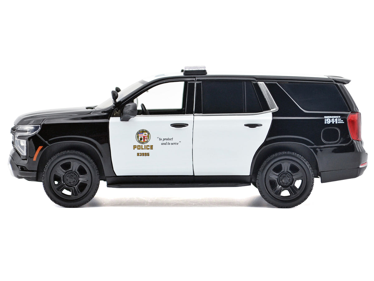 2025 Chevrolet Tahoe Police Pursuit Vehicle 'Los Angeles Police Department (LAPD)' Black and White 'Law Enforcement and Public Service' Series 1/24 Diecast Model Car by Motormax