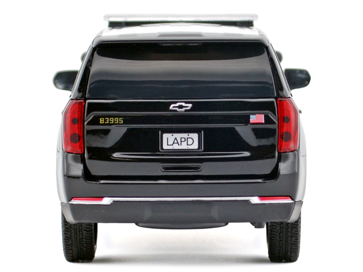 2025 Chevrolet Tahoe Police Pursuit Vehicle 'Los Angeles Police Department (LAPD)' Black and White 'Law Enforcement and Public Service' Series 1/24 Diecast Model Car by Motormax