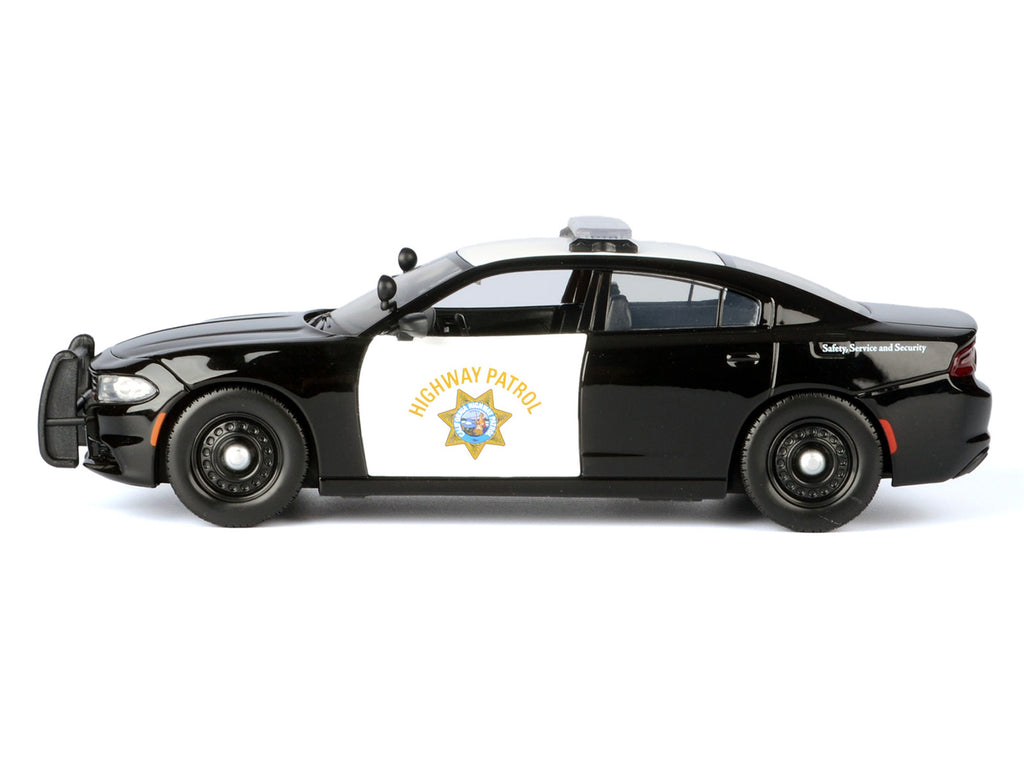 2023 Dodge Charger Pursuit Police Car 'California Highway Patrol' Black and White 'Law Enforcement and Public Service' Series 1/24 Diecast Model Car by Motormax