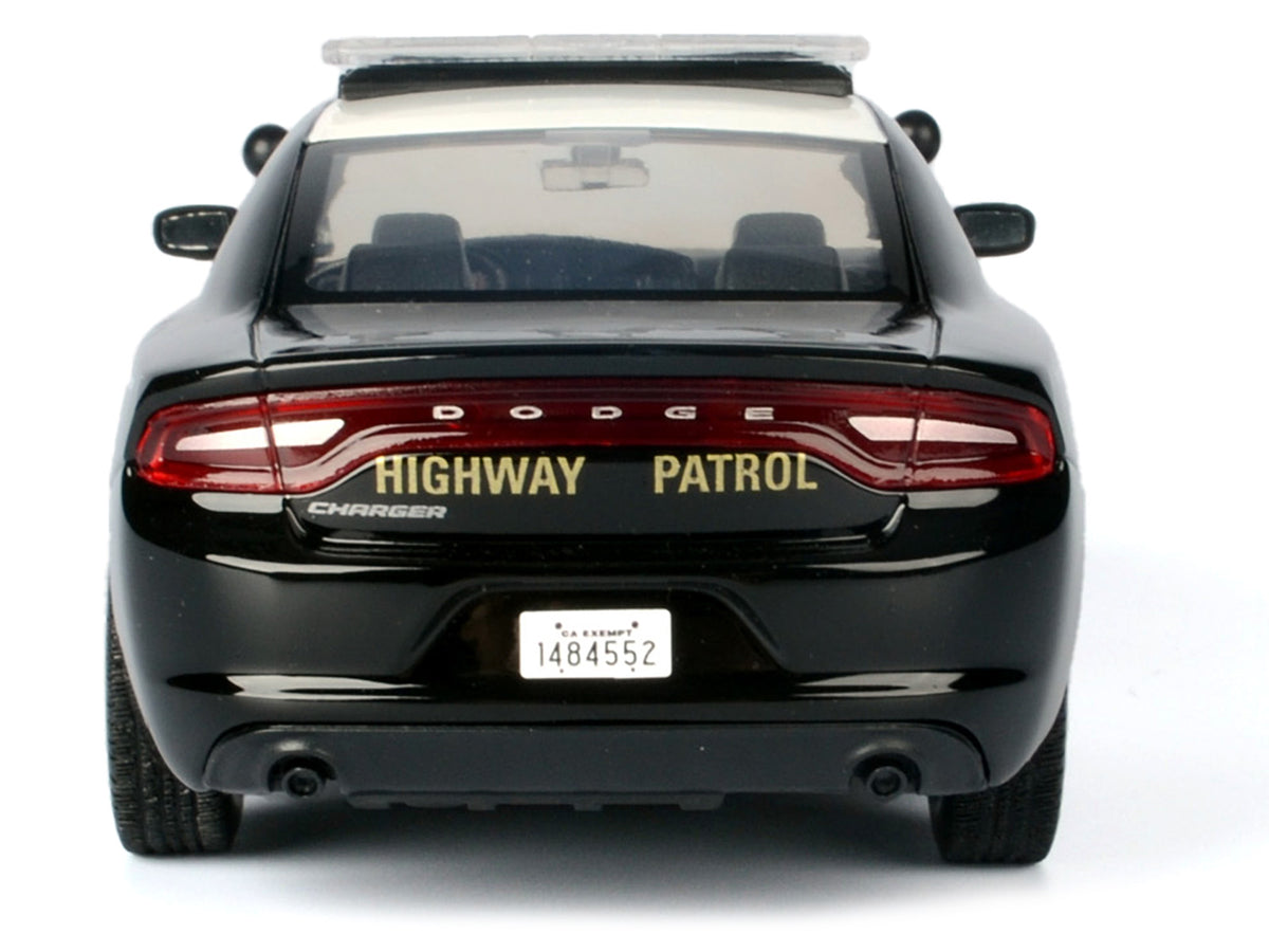 2023 Dodge Charger Pursuit Police Car 'California Highway Patrol' Black and White 'Law Enforcement and Public Service' Series 1/24 Diecast Model Car by Motormax
