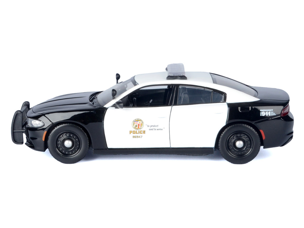 2023 Dodge Charger Pursuit Police Car 'LAPD (Los Angeles Police Department)' Black and White 'Law Enforcement and Public Service' Series 1/24 Diecast Model Car by Motormax