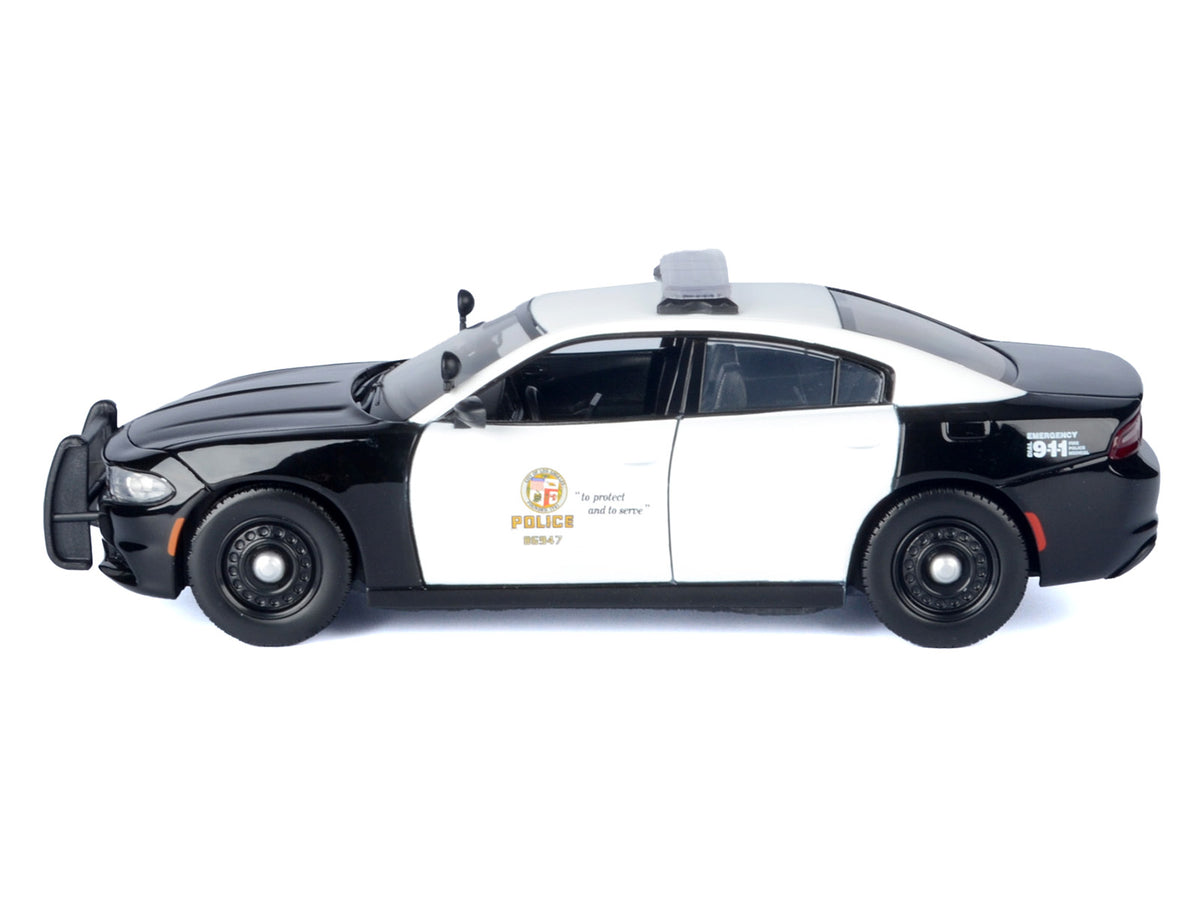 2023 Dodge Charger Pursuit Police Car 'LAPD (Los Angeles Police Department)' Black and White 'Law Enforcement and Public Service' Series 1/24 Diecast Model Car by Motormax
