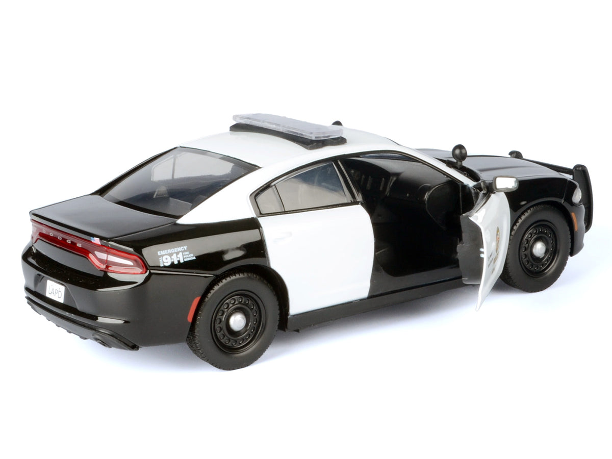 2023 Dodge Charger Pursuit Police Car 'LAPD (Los Angeles Police Department)' Black and White 'Law Enforcement and Public Service' Series 1/24 Diecast Model Car by Motormax