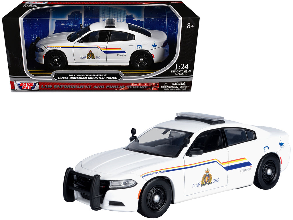 2023 Dodge Charger Pursuit Police Car 'RCMP (Royal Canadian Mounted Police)' White 'Law Enforcement and Public Service' Series 1/24 Diecast Model Car by Motormax