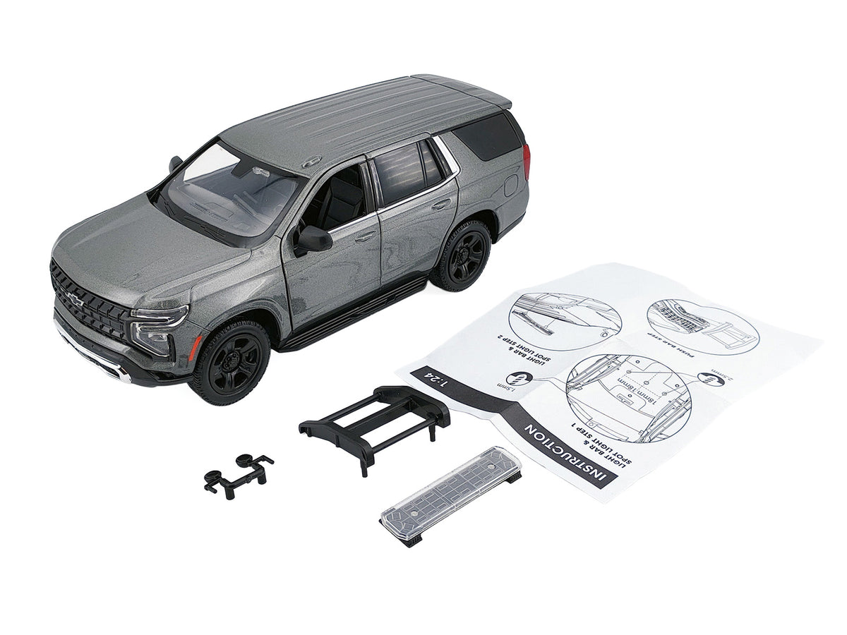 2025 Chevrolet Tahoe PPV Dark Gray Metallic 'Custom Builder's Kit - Law Enforcement and Public Service' 1/24 Diecast Model Car by Motormax