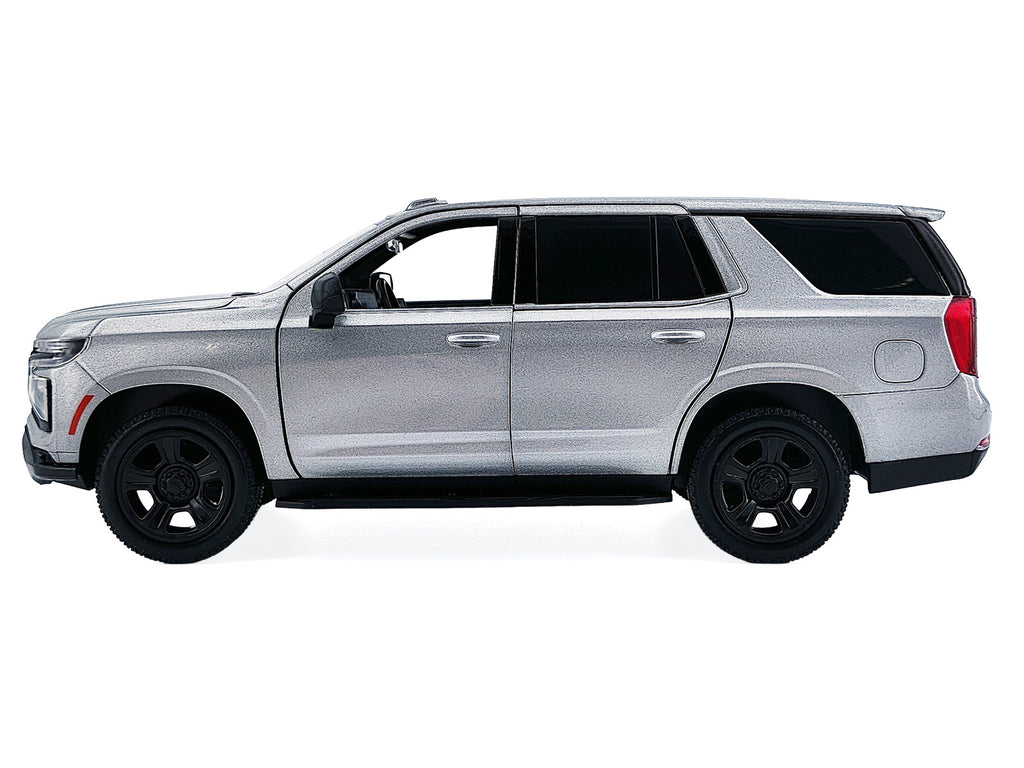 2025 Chevrolet Tahoe PPV Silver Metallic 'Custom Builder's Kit - Law Enforcement and Public Service' Series 1/24 Diecast Model Car by Motormax