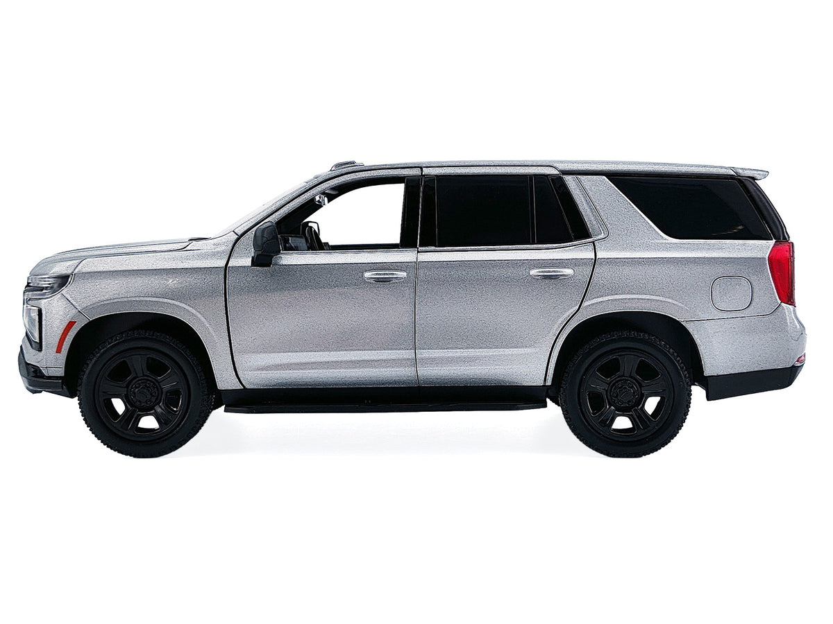 2025 Chevrolet Tahoe PPV Silver Metallic 'Custom Builder's Kit - Law Enforcement and Public Service' Series 1/24 Diecast Model Car by Motormax