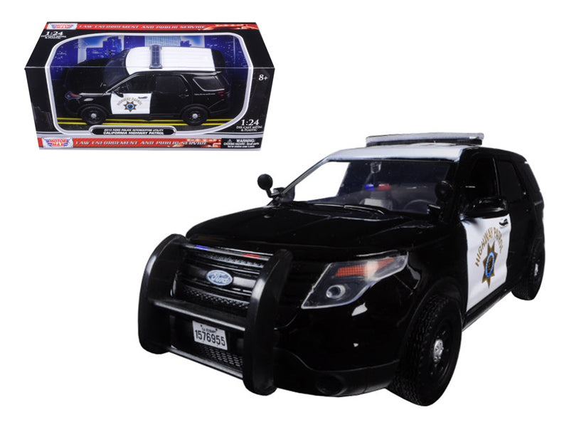 2015 Ford Interceptor Police Utility 'California Highway Patrol' (CHP) Black and White 1/24 Diecast Model Car by Motormax