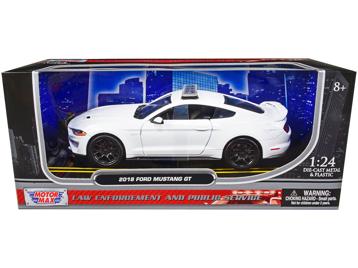 2018 Ford Mustang GT Police Car Unmarked Plain White 'Law Enforcement and Public Service' Series 1/24 Diecast Model Car by Motormax
