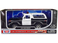 1978 Ford Bronco Police Car Unmarked Black and White 'Law Enforcement and Public Service' Series 1/24 Diecast Model Car by Motormax