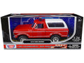 1978 Ford Bronco Fire Department Unmarked Red 'Law Enforcement and Public Service' Series 1/24 Diecast Model Car by Motormax