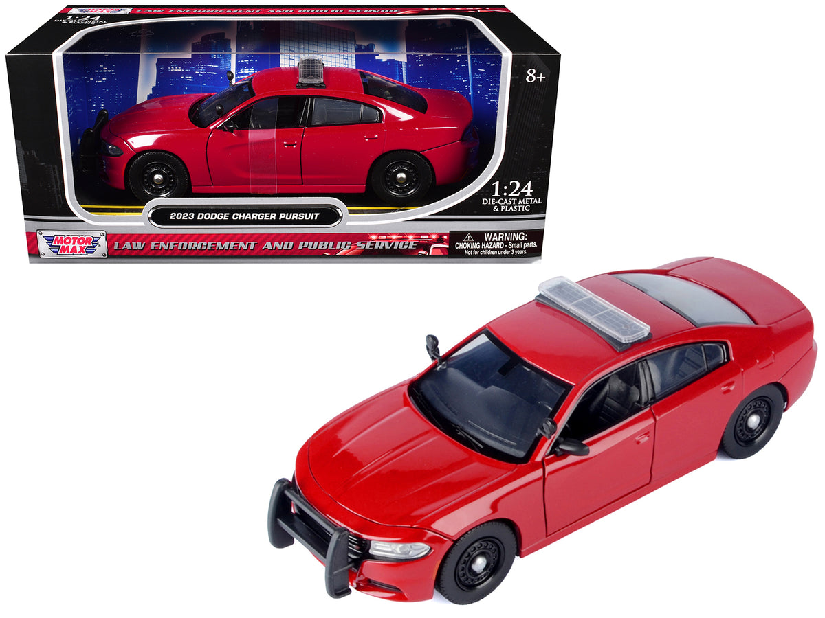 2023 Dodge Charger Pursuit Police Car Red 'Law Enforcement and Public Service' Series 1/24 Diecast Model Car by Motormax