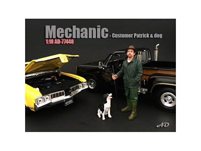 Customer Patrick and a Dog Figurine / Figure For 1/18 Models by American Diorama