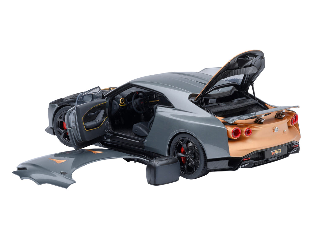 Nissan GT-R50 By ItalDesign 'Goodwood Version' Liquid Kinetic Gray Metallic with Gold Accents 1/18 Model Car by Autoart