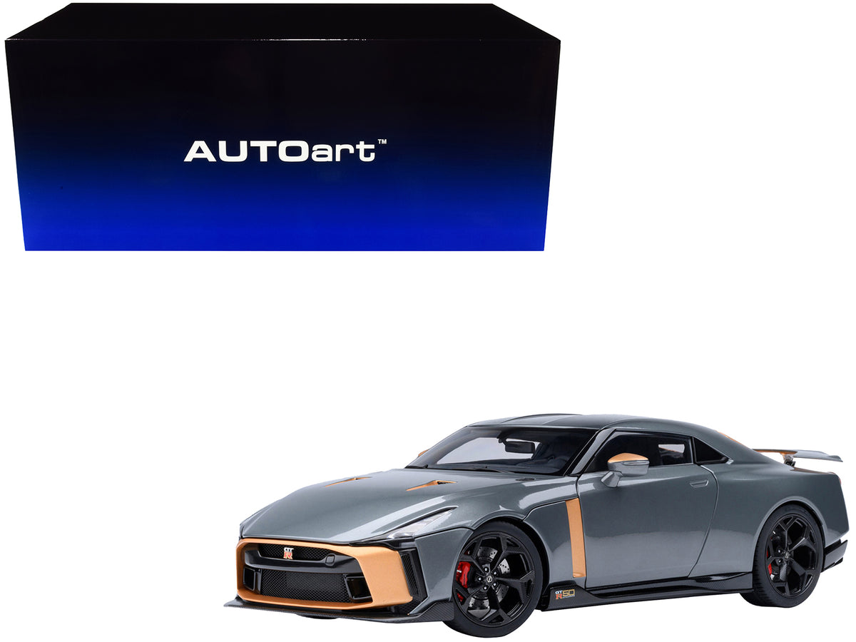 Nissan GT-R50 By ItalDesign 'Goodwood Version' Liquid Kinetic Gray Metallic with Gold Accents 1/18 Model Car by Autoart