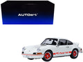 Porsche 911 Carrera 2.7 RS 'The Circuit Wolf' White with Red Stripes and Wheels with Hood Graphics 1/18 Model Car by Autoart