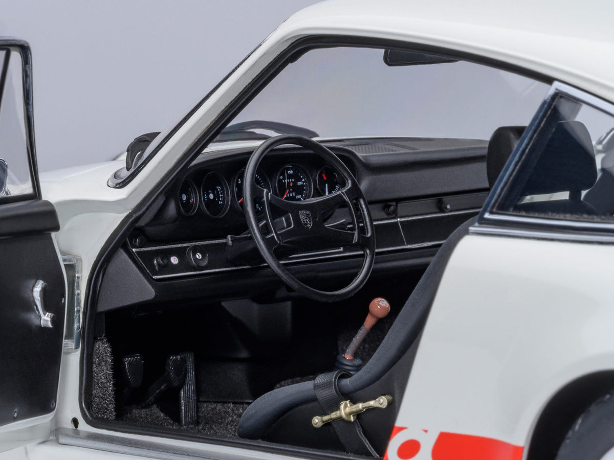 Porsche 911 Carrera 2.7 RS Grand Prix White with Red Stripes and Wheels 1/18 Model Car by Autoart