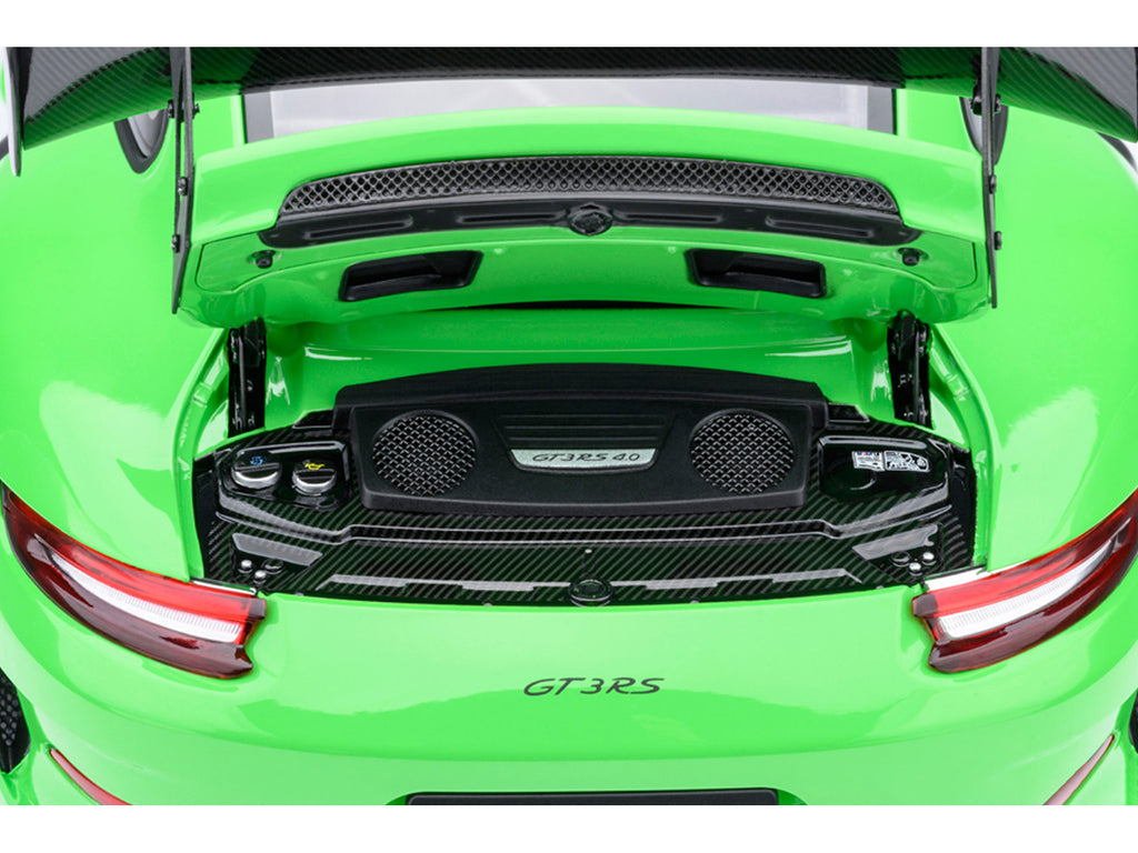 Porsche 911 (991.2) GT3 RS Weissach Lizard Green with Carbon Hood and Top 1/18 Model Car by Autoart
