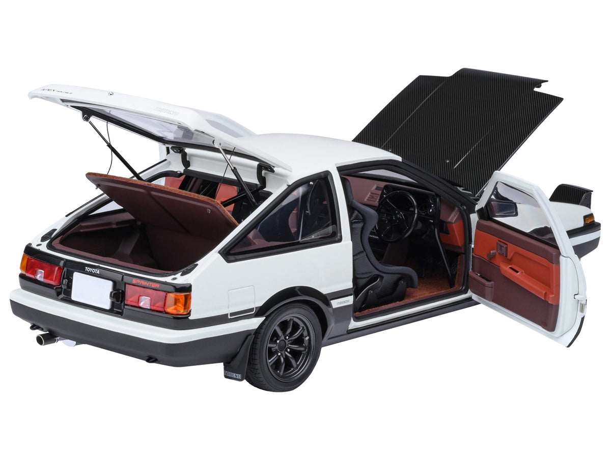 Toyota Sprinter Trueno (AE86) RHD (Right Hand Drive) 'Project D Final Version' White with Carbon Hood 'Initial D' (1995-2013) TV Series '30th Anniversary' 1/18 Model Car by Autoart