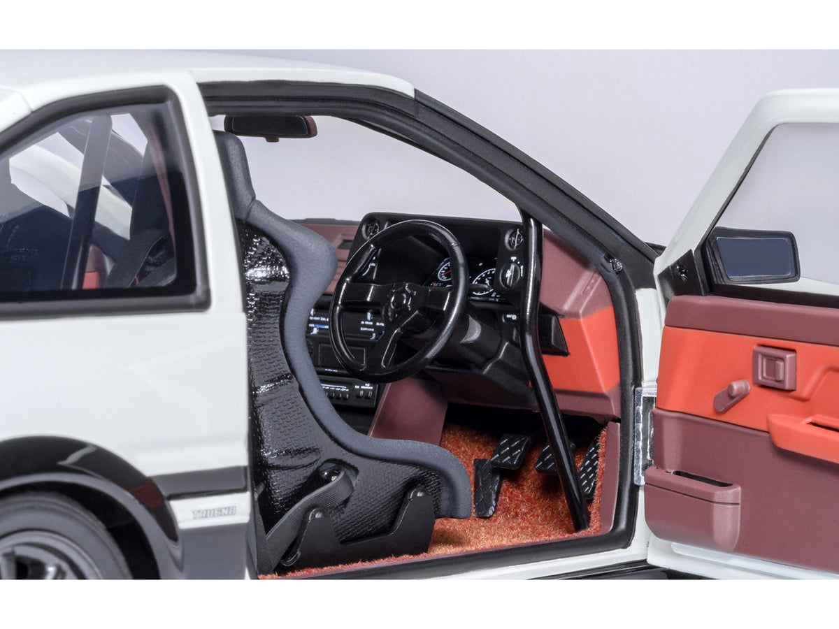 Toyota Sprinter Trueno (AE86) RHD (Right Hand Drive) 'Project D Final Version' White with Carbon Hood 'Initial D' (1995-2013) TV Series '30th Anniversary' 1/18 Model Car by Autoart