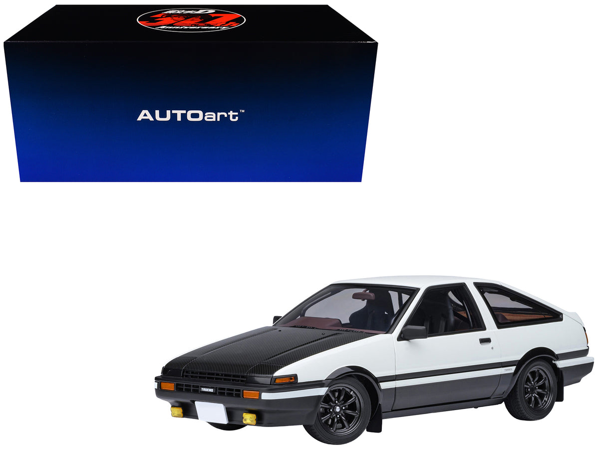 Toyota Sprinter Trueno (AE86) RHD (Right Hand Drive) 'Project D Final Version' White with Carbon Hood 'Initial D' (1995-2013) TV Series '30th Anniversary' 1/18 Model Car by Autoart