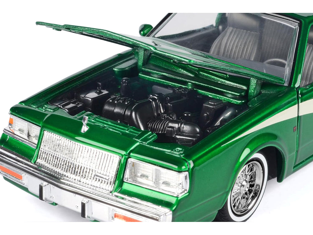 1987 Buick Regal 3.8 SFI Turbo Green Metallic and Cream with Graphics 'Get Low' Series 1/24 Diecast Model Car by Motormax