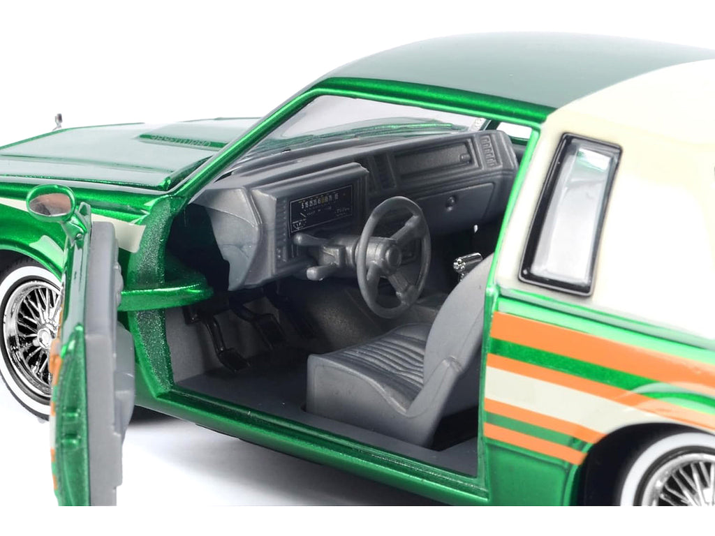 1987 Buick Regal 3.8 SFI Turbo Green Metallic and Cream with Graphics 'Get Low' Series 1/24 Diecast Model Car by Motormax