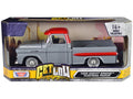 1958 Chevrolet Apache Fleetside Pickup Truck Lowrider Gray with Red Top 'Get Low' Series 1/24 Diecast Model Car by Motormax