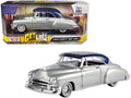 1950 Chevrolet Bel Air Lowrider Silver Metallic with Blue Metallic Top 'Get Low' Series 1/24 Diecast Model Car by Motormax